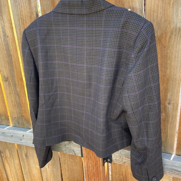 Fabulous Fall Wool Houndstooth Cropped Menswear Double Busted ButtonDown Jacket - Picture 5 of 12